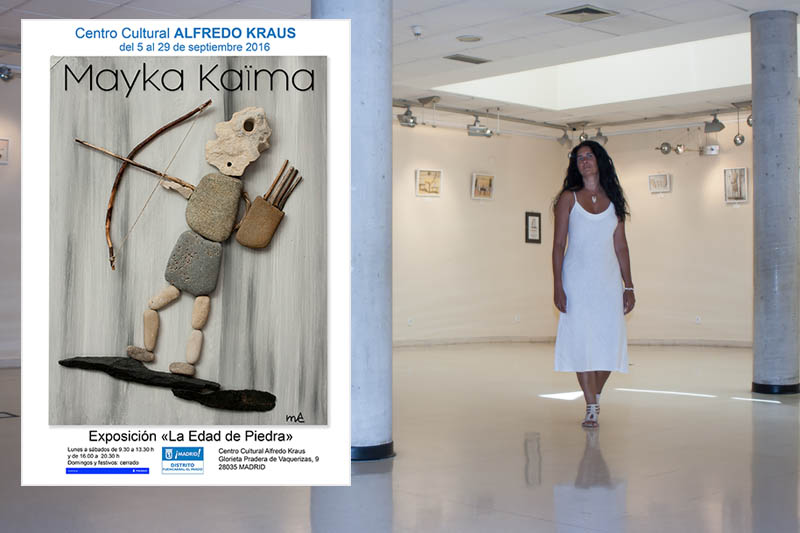 Mayka Kaima en la Expo La edad de piedra en el centro cultural Alfredo Kraus de Madrid